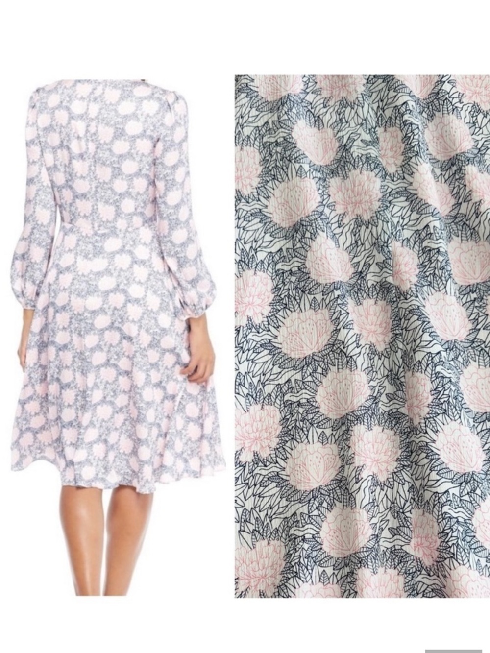 Gal Meets Glam Lizzie Pink and Navy Floral V-Neck Midi Dress from Nordstrom - Picture 10 of 13
